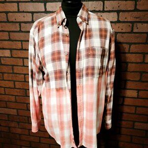 Urban Outfitters plaid flannel bleached button front shirt.  Size Large